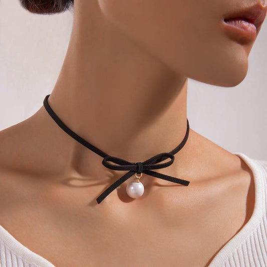 Choker moño y perla